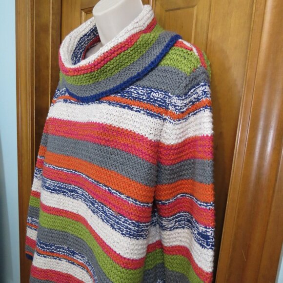 Habitat Women's Rustic Stripes Foldover Cowl Neck Sweater Multi Color Size Med - Picture 3 of 10
